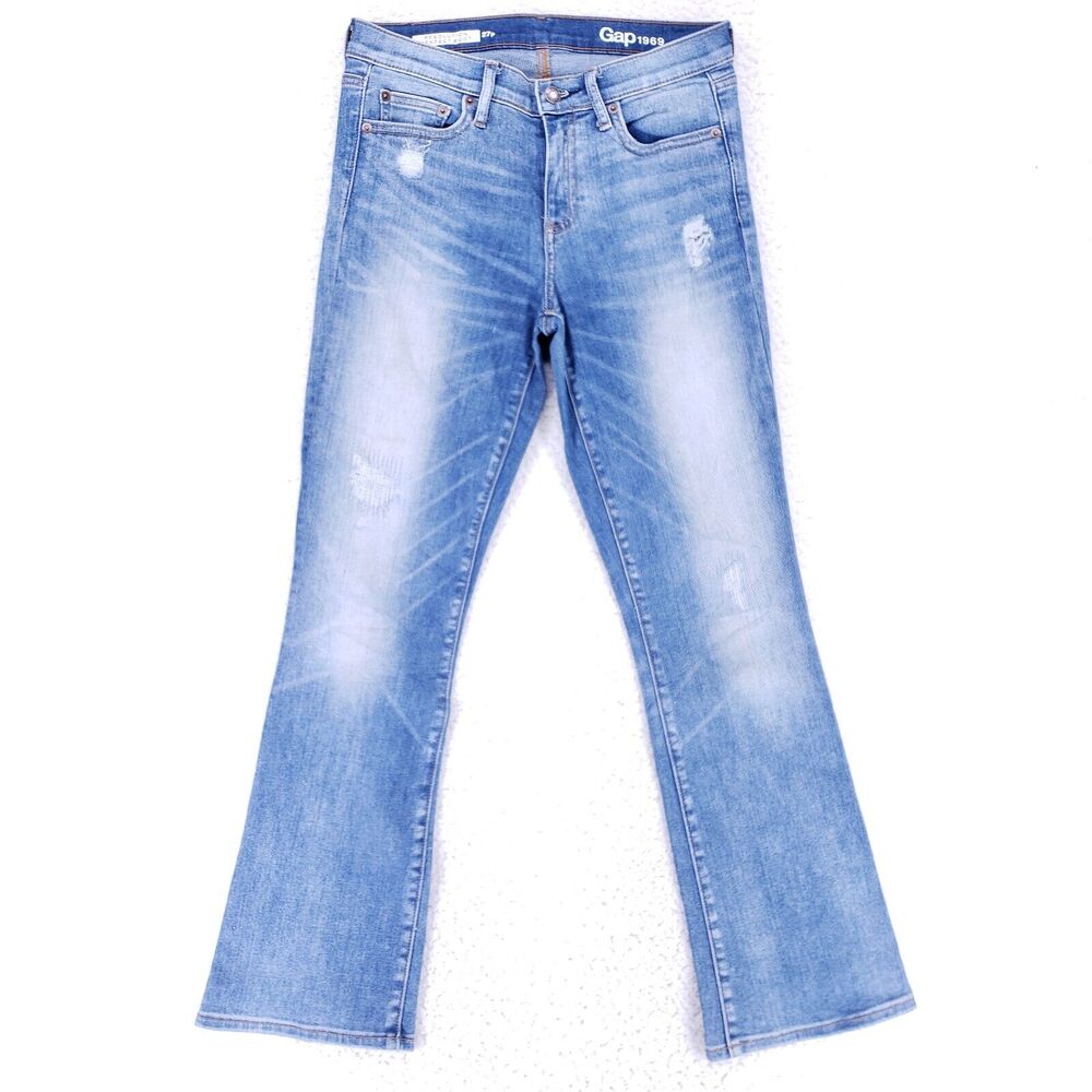 GAP Jeans Denim Cotton Womens SZ 27 Blue Straight Stretch VTG Mid Rise 90s Slim